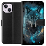 Wallet case for Apple iPhone 15 Plus with Wolf design