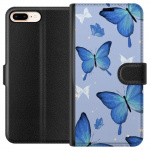 Wallet case for Apple iPhone 7 Plus with Blue butterflies design