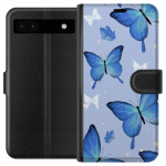 Wallet case for Google Pixel 6a with Blue butterflies design