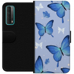 Wallet case for Huawei P smart 2021 with Blue butterflies design