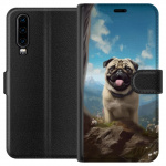 Wallet case for Huawei P30 with Happy Dog design