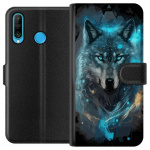 Wallet case for Huawei P30 lite with Wolf design