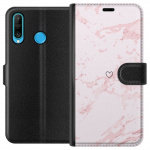 Wallet case for Huawei P30 lite with Pink Heart design