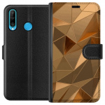 Wallet case for Huawei P30 lite with 3D Gold design