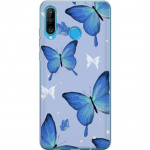 Mobile case for Huawei P30 lite with Blue butterflies design