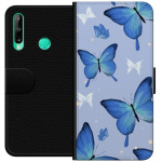 Wallet case for Huawei P40 lite E with Blue butterflies design