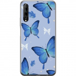 Mobile case for Huawei P smart Pro 2019 with Blue butterflies design