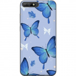 Mobile case for Huawei Y6 (2018) with Blue butterflies design