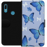 Wallet case for Huawei Y6 (2019) with Blue butterflies design