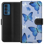 Wallet case for Motorola Edge 20 Pro with Blue butterflies design Wallet case for Motorola Edge 20 Pro with Blue butterflies design