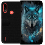 Wallet case for Motorola Moto E7 Power with Wolf design