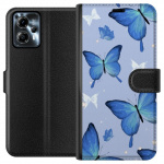 Wallet case for Motorola Moto G13 with Blue butterflies design