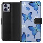 Wallet case for Motorola Moto G23 with Blue butterflies design