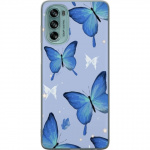 Mobile case for Motorola Moto G62 5G with Blue butterflies design