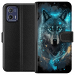 Wallet case for Motorola Moto G73 with Wolf design