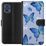 Wallet case for Motorola Moto G73 with Blue butterflies design