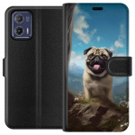 Wallet case for Motorola Moto G73 with Happy Dog design