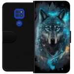 Wallet case for Motorola Moto G9 Play with Wolf design