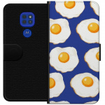 Wallet case for Motorola Moto G9 Play with Fried eggs design