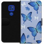 Wallet case for Motorola Moto G9 Play with Blue butterflies design