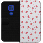 Wallet case for Motorola Moto G9 Play with Strawberries design