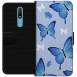 Wallet case for Nokia 2.4 with Blue butterflies design