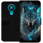 Wallet case for Nokia 3.4 with Wolf design