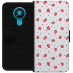 Wallet case for Nokia 3.4 with Strawberries design