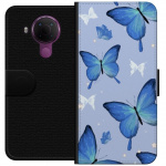 Wallet case for Nokia 5.4 with Blue butterflies design
