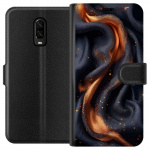 Wallet case for OnePlus 6T with Fiery silk design