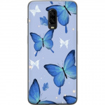 Mobile case for OnePlus 6T with Blue butterflies design