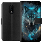 Wallet case for OnePlus 7 with Wolf design