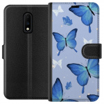Wallet case for OnePlus 7 with Blue butterflies design