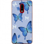 Mobile case for OnePlus 7 with Blue butterflies design