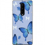 Mobile case for OnePlus 8 with Blue butterflies design