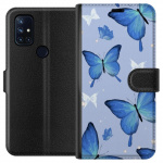 Wallet case for OnePlus Nord N10 5G with Blue butterflies design Wallet case for OnePlus Nord N10 5G with Blue butterflies design