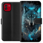 Wallet case for Samsung Galaxy A03 with Wolf design