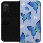 Wallet case for Samsung Galaxy A03s with Blue butterflies design