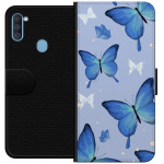 Wallet case for Samsung Galaxy A11 with Blue butterflies design