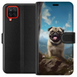 Wallet case for Samsung Galaxy A12 with Happy Dog design