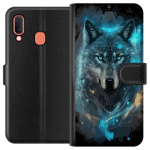 Wallet case for Samsung Galaxy A20e with Wolf design