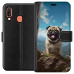 Wallet case for Samsung Galaxy A20e with Happy Dog design