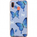 Mobile case for Samsung Galaxy A20e with Blue butterflies design