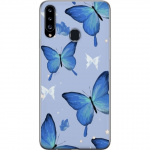 Mobile case for Samsung Galaxy A20s with Blue butterflies design