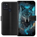 Wallet case for Samsung Galaxy A21s with Wolf design