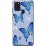 Mobile case for Samsung Galaxy A21s with Blue butterflies design