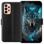 Wallet case for Samsung Galaxy A23 with Wolf design