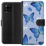 Wallet case for Samsung Galaxy A42 5G with Blue butterflies design