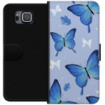 Wallet case for Samsung Galaxy Alpha with Blue butterflies design