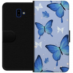Wallet case for Samsung Galaxy J6+ with Blue butterflies design